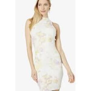 TED BAKER Effi Twist Back Dress Ribbed Knit Bodycon Midi High Neck Size 12 M/L